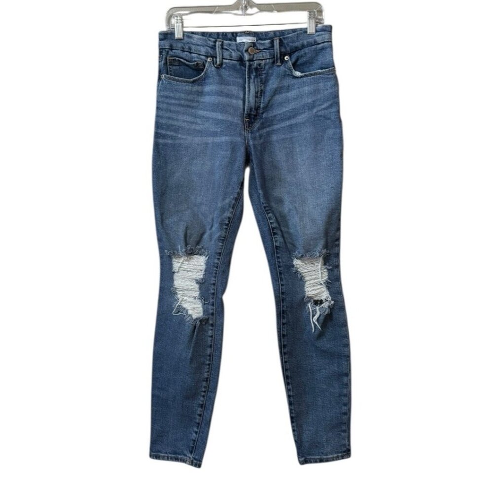 Good American Women Jeans Size 4/27 Distressed Recycled Stretch Designer Modern